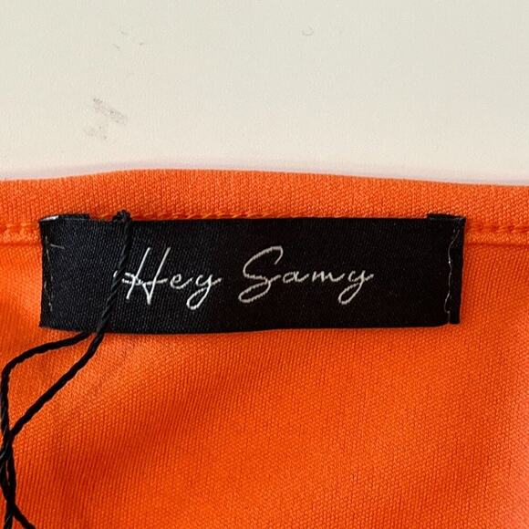 Hey Samy Tessa Orange Cropped Top & Midi Bodycon Two Piece Skirt Set NWT - Picture 11 of 16